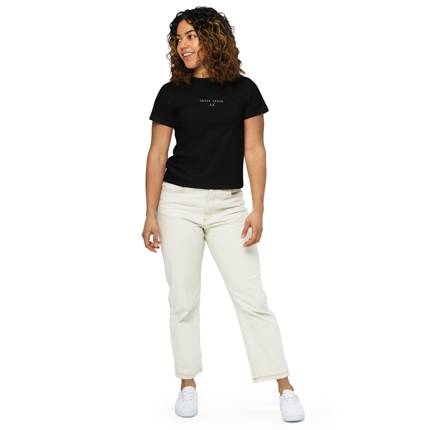 Greek Freak Women's High Waisted Embroidered Tee