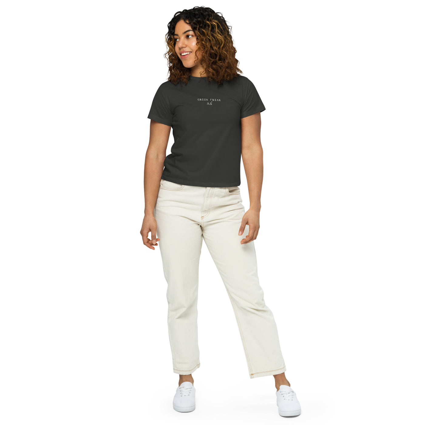 Greek Freak Women's High Waisted Embroidered Tee